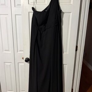 Azazie A26 Dallas Black A-Line One Shoulder Chiffon Dress